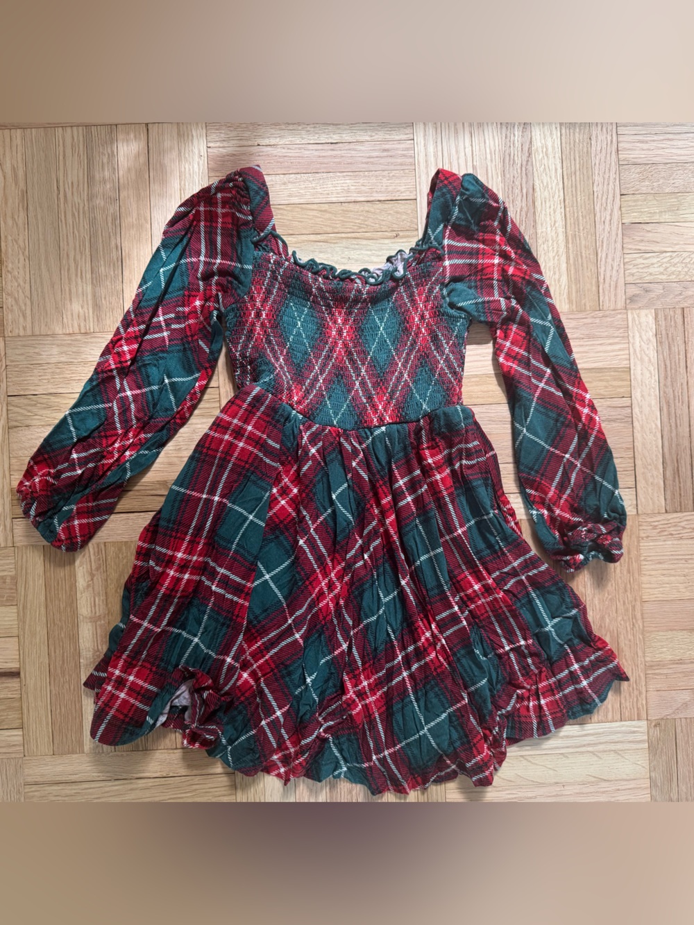 Little Sleepies Red & Green Plaid Smocked Dress